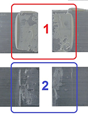 Test samples with coadhesive failures